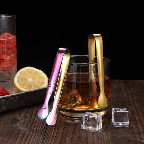 Mini Serving Tongs, Stainless Steel Small Utensils, Ice Tongs, Sugar Tongs, 4.8" (Rainbow Color)