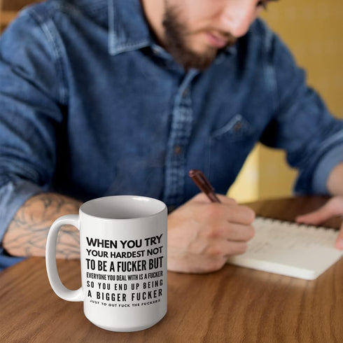 Inappropriate Coffee Mugs with Sayings, Funny Rude 11 or 15 oz. White Ceramic Gag Jokes for Office Friends