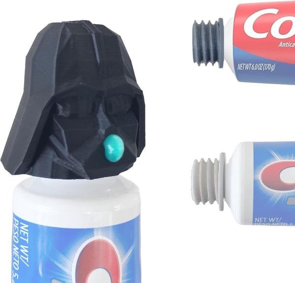 TUBECAPZ Funny Darth Vader Toothpaste Topper Cap and Dispenser, Includes 2X Adapters Compatible