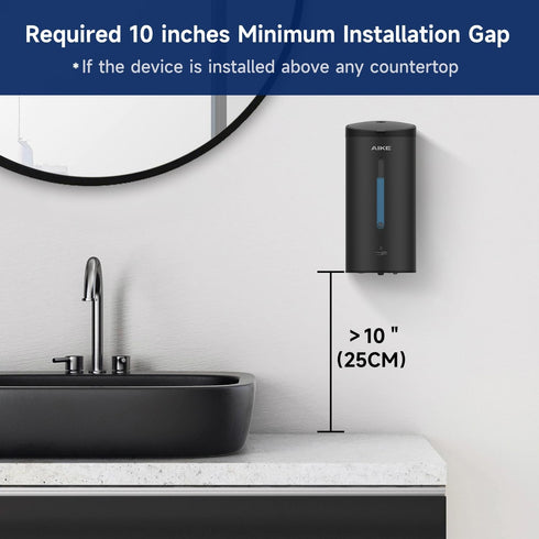 AIKE Wall-Mount Automatic Liquid Soap Dispenser 27oz Large Capacity Matte Black Model AK1205