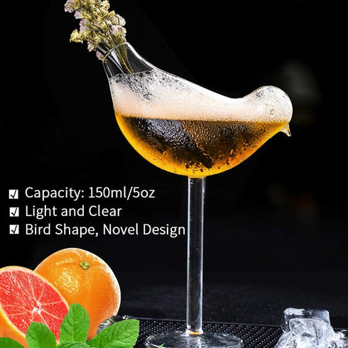 SuproBarware Cocktail Glass - Clear Wine Glasses Set of 2 Goblet Beverage Glass 5 Ounce for Party Wedding