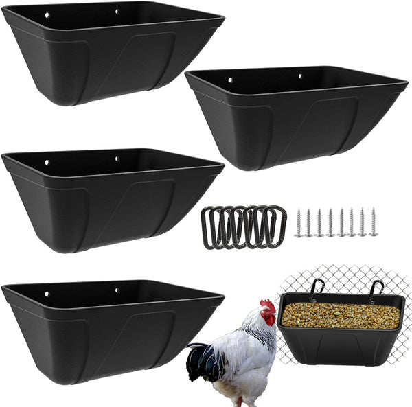 ATKSKYO Fence Hanging Chicken Feeder for Duck, Piglets, Goat Feeder Poultry Feeding Container