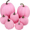 Winlyn 7 Pcs Assorted Sizes Fall Artificial Pink Pumpkins for Halloween, Thanksgiving, Harvest Holiday Season Tabletop