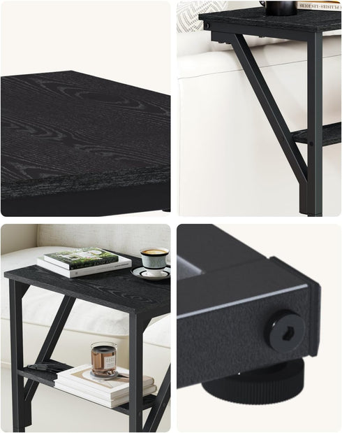 NEFROM Set 2, ET-D-BKW2 C-Shaped End Tables, Sofa TV Trays of Small Couch Side Table for Living Room, Bedroom, Bedside