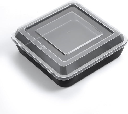 TeamFar Square Baking Pan, 8 Inch Cake Pan with Lid, Stainless Steel Core & Nonstick Coating