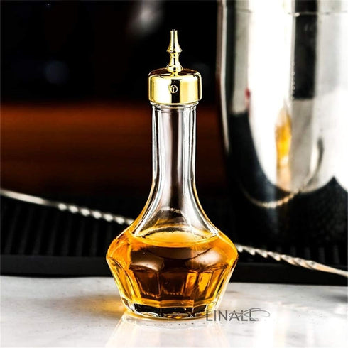 Bitters Bottle - 50ml Glass Dash Bottle with Stainless Steel Dasher Top, Professional Bar Tool for Cocktails (Gold)