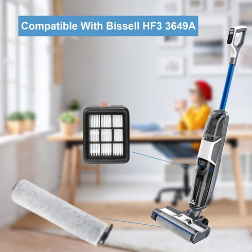 Set HF3 3649A Set HF3, 2 4 4 Replacement Brush Roller Filter For Bissell Vacuum Cleaner, Efficient Cleaner Filter