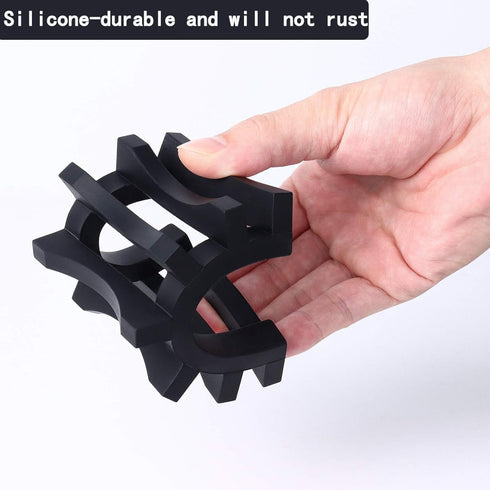 2Pcs Soap Dish Holder - Non-Slip Silicone Bathroom Accessories for Soap, Sponges, Scrubber (Black)