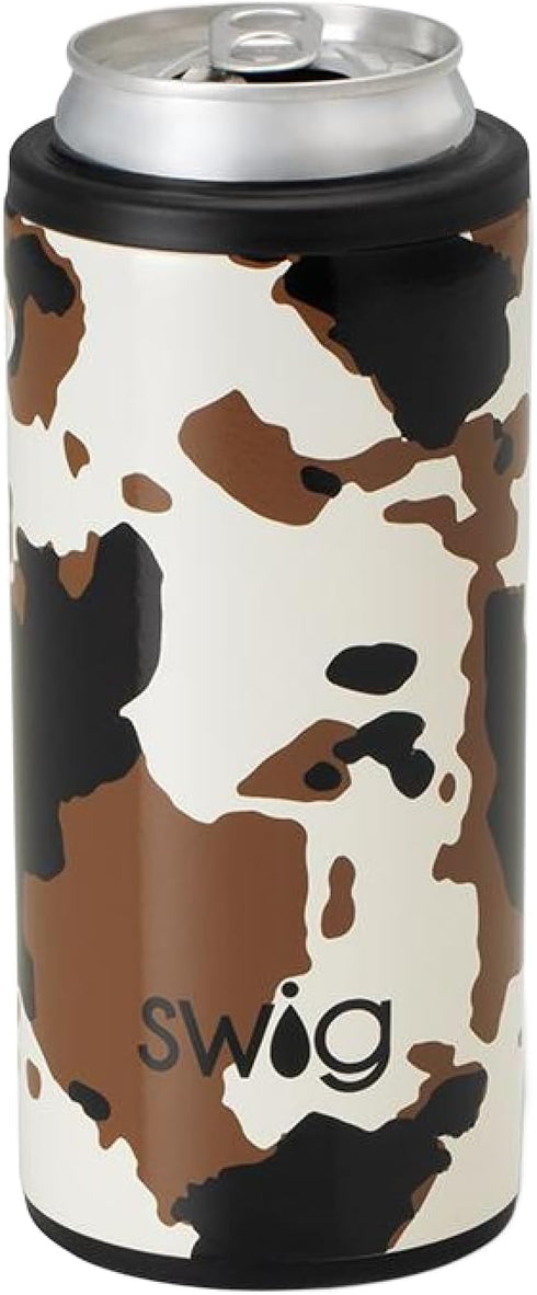 Swig Life Skinny Can Cooler, 12oz Insulated Slim Can Holder, Stainless Steel for Tall Beer Bottles, Beach Accessories