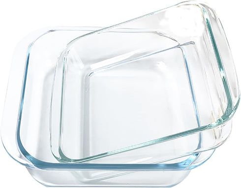 1.6-Qt Basics Square Tempered Glass Baking Dishes, Set of 2 by VIPHIEC