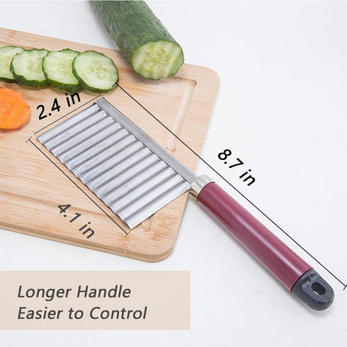 Crinkle Cutter Knife, Stainless Steel Cutting Tool for Potato, Carrot, Vegetable French Fry, Kids Lunch Accessories