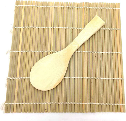 JapanBargain 3664 Sushi Making Kit - Bamboo Roller Rolling Mat and Rice Paddle Scoop Set