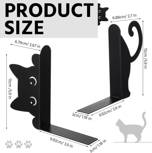 Set 2 Geelin Peeping Cat Metal Bookends of Cute Book Ends for Shelves Decorative Bookshelf Home Office Desk Bookshelf