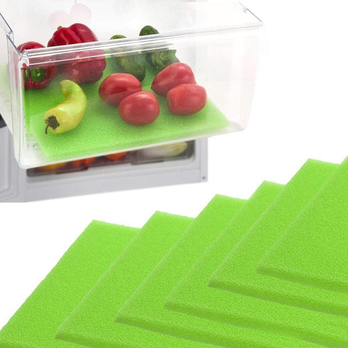6 Pack Dualplex Refrigerator Liners Washable | 13"x10.5" Reusable Shelf Mats | Sponge Keeps Produce Fresh Longer