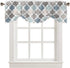 Hostline 42"x12" Valances Curtains for Living Room Retro Blue Moroccan Geometric Pattern Semi Sheer Valance for Windows