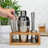 Set 4-Piece Set Premium Cocktail Shaker with Bamboo Stand, Bar Tools Kit, Stainless Steel Bartender with Shaker