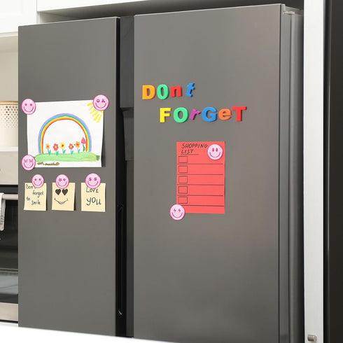 Whaline 12Pcs Pink Smile Face Resin Refrigerator Magnets, Cute Preppy Decorative Fridge Magnetic Stickers for Kitchen