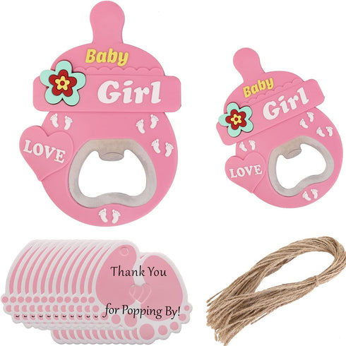 24 pcs Pink Bottle Opener Baby Shower Favor for Guest, PVC Metal Bottle Opener for Beer