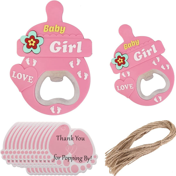 24 pcs Pink Bottle Opener Baby Shower Favor for Guest, PVC Metal Bottle Opener for Beer