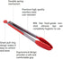 Kitchen Tongs Set of 2 – 9 inch & 12 inch Stainless Steel Food Tongs with Silicone Tips, Red