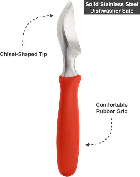 BALCI Ice Cream Scoop - Heavy Duty Stainless Steel Ice Cream Scooper with Non-Slip Rubber Grip, Dishwasher Safe, Red