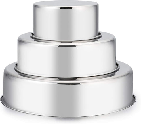 E-far Cake Pan Set of 3 (4 inch/6 inch/8 inch), Stainless Steel Round Layer Baking Pans for Tier Smash Cakes