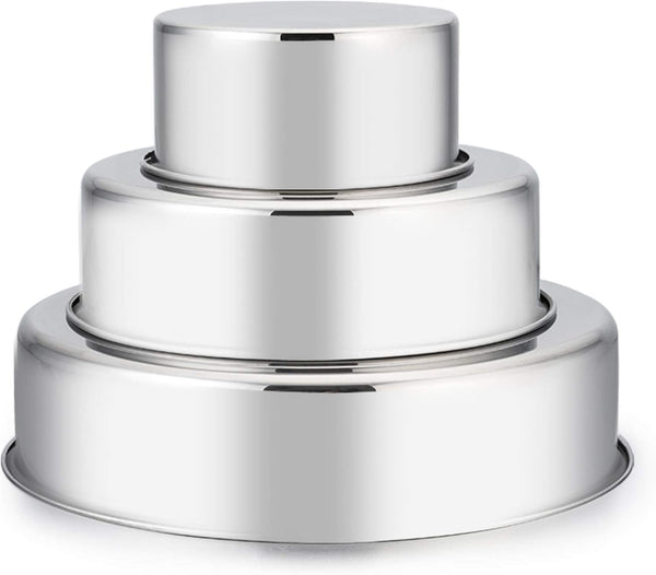 E-far Cake Pan Set of 3 (4 inch/6 inch/8 inch), Stainless Steel Round Layer Baking Pans for Tier Smash Cakes