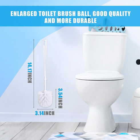 25 Mimorou Pcs White Toilet Brush, Bathroom Toilet Bowl Brush, Soft Bristle Long Handle Plastic Toilet Scrubber