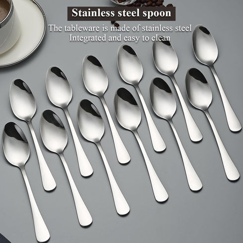 Dinner Spoons 12 Pieces, Stainless Steel 7.28inch Spoons, Easy to Clean, Dishwasher Safe