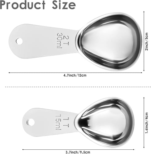 Smithccraft Measuring Coffee Scoop - 18/8 Stainless Steel Set of 2, Metric & US Tablespoons 15ml and 30ml