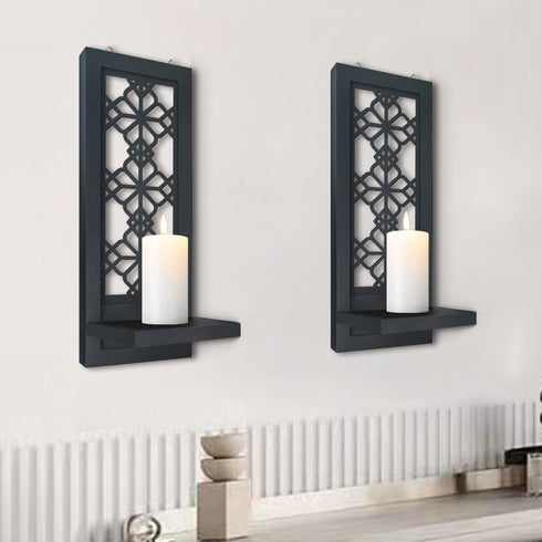 Set 2 Room.(15 x6 ZOLAPI of Candle Sconces, Farmhouse Accent Wall Sconce, Black Candle Holder Wall Decorations for Home