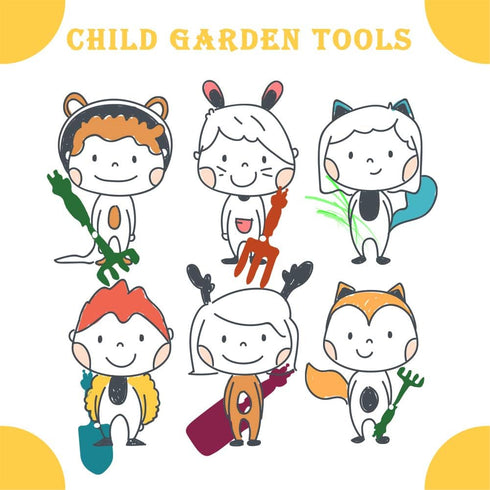 Set: 4 1 Kids Gardening Tools Gloves Cute Shovel Spade for Kid Garden Work with Toddler Gloves for Teen Boy Girls