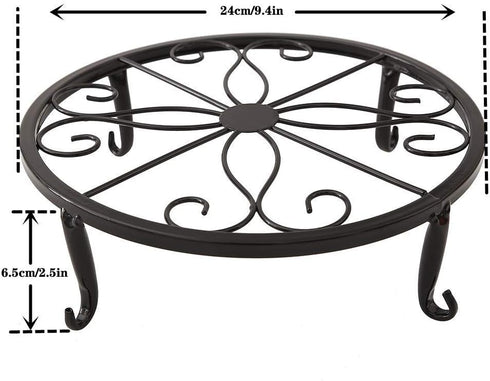 TYz Set 3 Metal Potted Plant Stand of (Black)