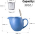 Yundu 32 ounce Blue Porcelain Tea Pot - Stainless Steel Lid and Fine Infuser To Brew Loose Leaf Tea, Enough For 4 Cups