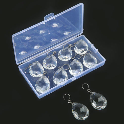 10pcs 38mm Crystal Suncatcher, Hanging Clear Teardrops Crystals Chandelier Parts Prisms Pendants with Hook for Windows