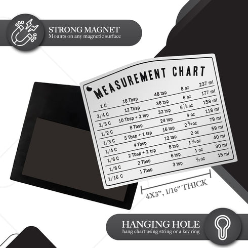 Kitchen Baking Measurement Conversion Chart Magnet, Must Have for Any Chef, Cooking Chart Equivalents