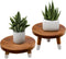 9" Round Dip Dyed Teak Plant Stand |Wood Risers for Decor |