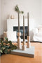 DUHALINE Wooden Candle Pillar Holder Set of 3,Rustic Farmhouse Candle Holder,Handmade Candlestick Holder,