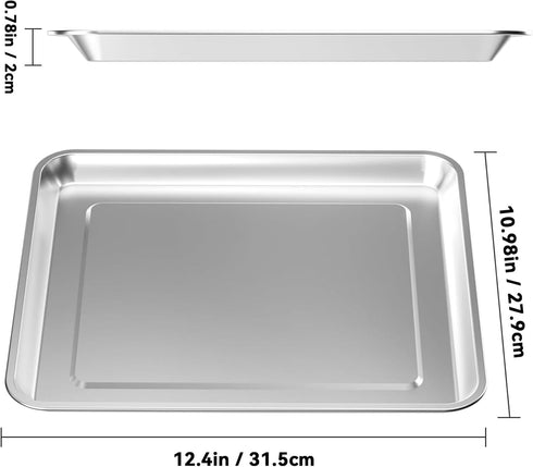 Stainless Steel Baking Tray Pan Compatible with Cuisinart Airfryer TOA-060 and TOA-065 (with Cuisinart Airfryer TOA-060 and TOA-065)