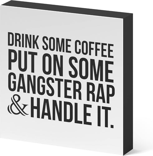 Barnyard Designs Coffee Sign - Inspirational Wood Box Sign - Funny Office Kitchen Desk Decoration Gift for Coffee Lovers