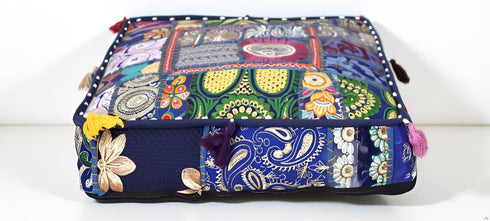 CRAFT KALA Indian Square Patchwork Traditional Pouf Cover Indian Living Room Poufs