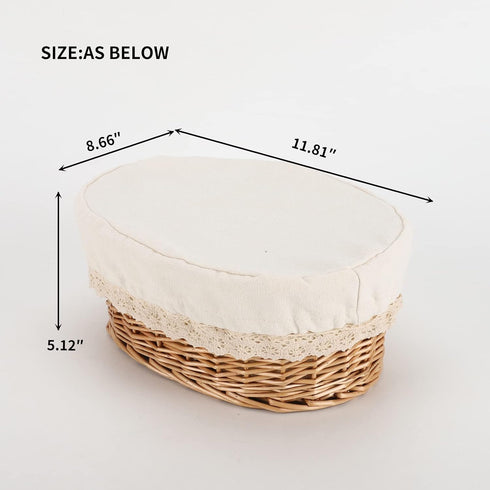 YAHUAN Round Bread Basket Serving Woven Bread Baskets Wicker Basket Sourdough Proofing Basket with Removable Liner