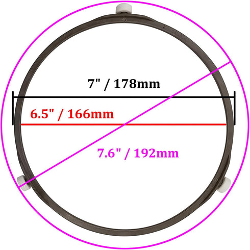 Microwave Glass Turntable Plate Roller Support, 2 Pack, Wheels Height: 0.55" / 14mm, Outer Diameter 7"