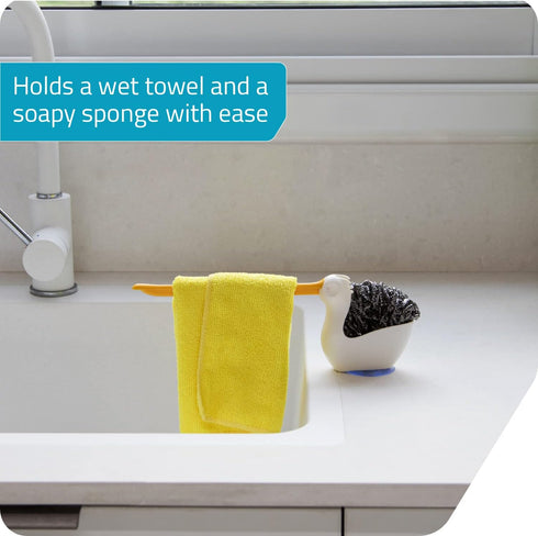 2 1 PELEG DESIGN Pelix Plastic Sponge and Cloth Holder for Kitchen Sink Caddy with Suction Cup, in Dish Kitchen