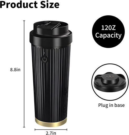 Switch|12 OZ Heated Cup,Car Cup Holder,Intelligent Cooler Mug|One Touch Coffee Mug|Car Smart Heating & Cooling