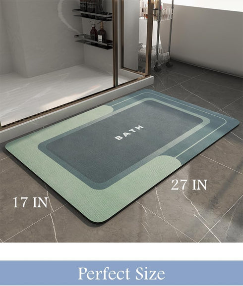 MontVoo Non Slip Bath Mat Rug, Super Absorbent Quick Dry Bathroom Rug 17"x27" Green