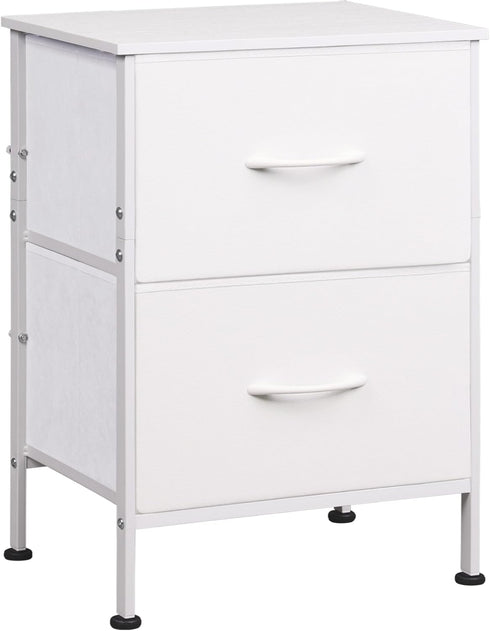 WLIVE White Nightstand with 2 Drawers, Small Dresser for Bedroom, Bedside Furniture, College Dorm