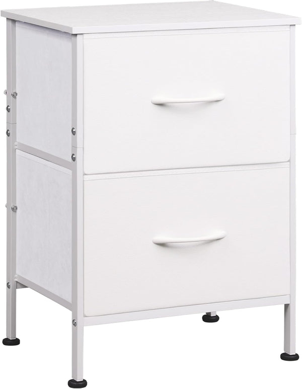 WLIVE White Nightstand with 2 Drawers, Small Dresser for Bedroom, Bedside Furniture, College Dorm