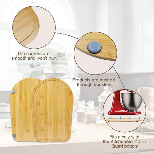 Sliding Mat for Kitchen Aid 4.5-5 Qt Stand Mixer - Includes Cord Organizer and Attachment Holder, Bamboo