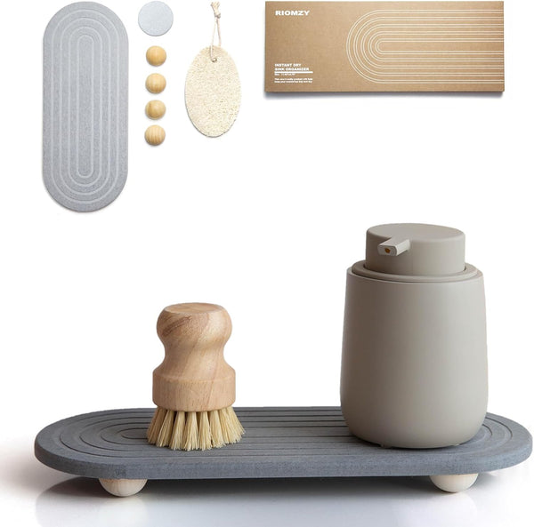 Instant Dry Sink Caddy Organizer - Water Absorbing Stone Tray for Kitchen Bathroom Countertop, Fast Drying